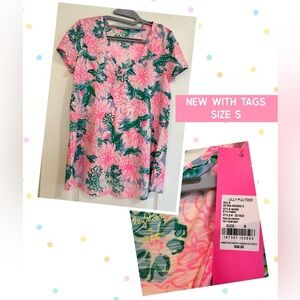 NWT Lilly Pulitzer Etta V-neck Pink Blossom Try Your Zest — Small